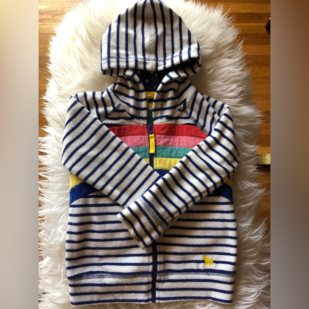 Mini Boden terry cloth blue stripe rainbow cover up swim